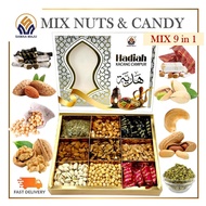 Mixture Nuts Box 6 in1 & 9 IN 1 Pistachio, Cashew, Almond , Dried Fog , Apricot , Mixed Raisin 1.2KG