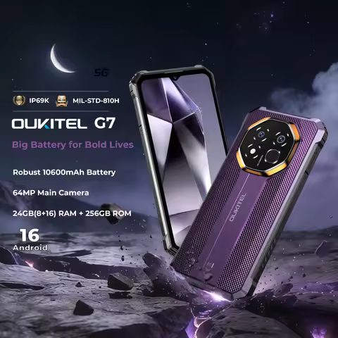 OUKITEL G7 10600mAh Rugged Smartphone 24GB (8+16)+256GB, 6.52" Display 64MP Camera, IP68 Waterproof,