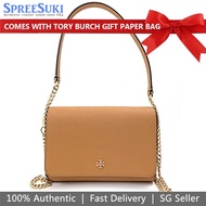 Tory Burch Wallet With Gift Paper Bag Crossbody Bag Woc Emerson Chain Wallet Cardamon Brown # 82328