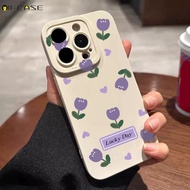 For Vivo V11i V7+ V7 V5 Plus V5 Lite V5s X30 X27 Pro X23 X21 UD X9 Phone Case Cute Purple Tulip Tulips Flower Floral Label Matte White Simple Soft Silicone Casing Cases Case Cover