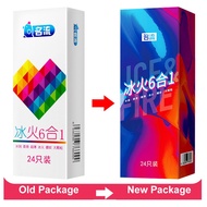 Mingliu Personage Six In One Latex Sex Condom 6 In 1 Pack 24pcs Gspot 002 Ice Fire Dotted 名流激情冰火六合一避