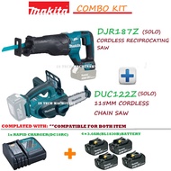 MAKITA DJR187Z CORDLESS RECIPROCATING SAW(SOLO)+DUC122Z CORDLESS CHAIN SAW+4x3.0AH
