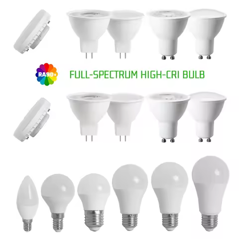 CRI90+ E27 E14 MR16 GU10 LED Light Bulb, Flicker Free Eye Friendly Lighting, AC 100-240V Power House
