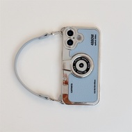 Retro sang trọng máy ảnh phản xạ hai ống kính tay với dây buộc Ốp điện thoại cho Iphone 17 17 không