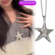 Beautylife| Gothic Starfish Pendant Necklace Punk Exaggerated Irregular Star Charm Jewel Travel Beac