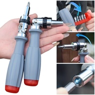 10in1 Heavy-Duty Metal Manual Ratchet Screwdriver Set with Rotating Head & Concealed Batch Slot,Inte