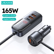 USAMS C40 165W 2C+3U 5 Ports Digital Display Car Charger Quick Charger QC PD 3.0 Type C USB Charger 