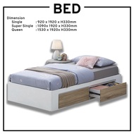 Single size bedframe / White wooden bedframe / storage bed / bedframe with drawers