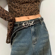 Y2K Cyberpunk Style Hollow Silver Buckle Belt Female Niche High-End Skirt Jeans Accessories Belt Sil