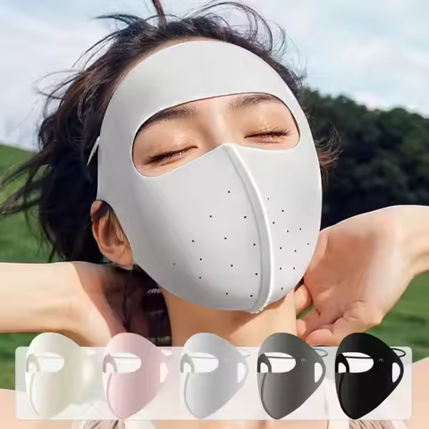 2025 New Summer Sunscreen Mask Full Face Female Outdoors Face Guard Breathable Sunshade 3D Stereosco