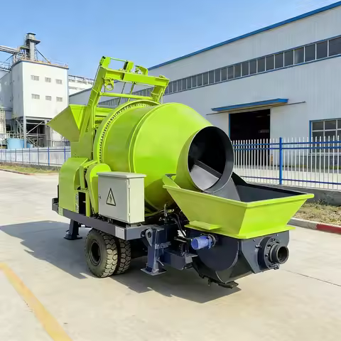 High Efficiency Diesel Mini Concrete Drum Mixer With Pump Mobile Portable Cement Mixing Pump Unit Fo