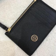 Chris精品代購 美國 Outlet Tory Burch TB 新款 零錢包 名片夾 十字紋牛皮 5卡位 黑色