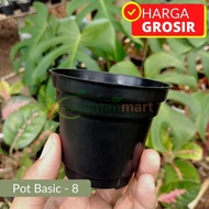 Pot Bunga / Pot Tanaman Hias Basic Ukuran 8 Hitam Pot Plastik