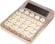 Bling Bling Sparkly Crystal Solar Calculator, Colorful Goddess Style 12-Digit Wide Screen – 16x11cm,