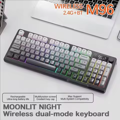 M96 Bluetooth Keyboard Wireless FREEWOLF Screen Gaming Keyboard,Electronic Screen, Multi-Device Conn