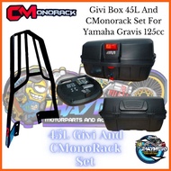 ◢  ◼ ❦ ( MIO GRAVIS ) 45L GIVI BOX AND CMonorack FOR YAMAHA MIO GRAVIS 125cc
