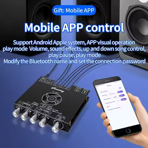 2026 Bluetooth Digital Amplifier Board 220W+220W+350W 2.1-Channel TPA3251 High-Bass Adjustment Subwo