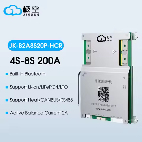 JK BMS 200A JIKONG BMS JK-B2A8S20P HEAT RS485 CAN App BT BMS 8S 12V 24V Active Balance 2A bms lifepo