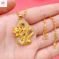 XT Jewellery Korea 24k Gemstone Dragon Pendant Necklace Men Women 916 Original Gold Plated
