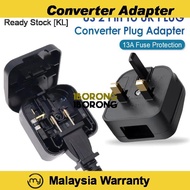 US 2 Pin To 3 Pin UK Converter Plug Adapter With 13A Fuse Protection