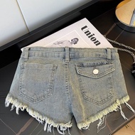 American retro tight low-waist denim shorts for women slimming shorts