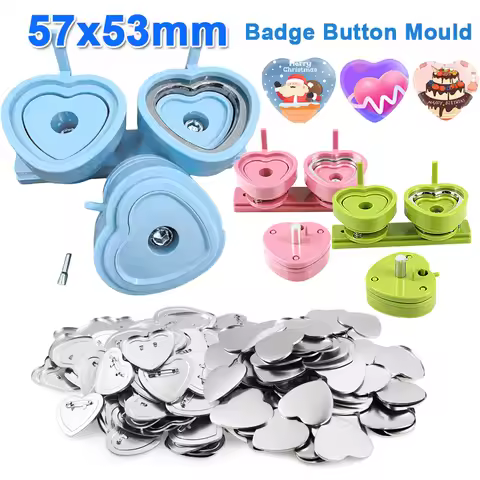 Heart Shape 57x53mm Badge Pin Button Maker Die Mold Button Making Badge Punch Press Machine Mould DI