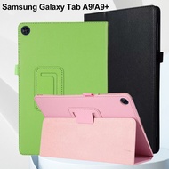 PU Leather Cover For Samsung Galaxy Tab A9 Plus 11 inch 2023 A9 8.7 S9 FE S8 S7 A8 10.5 A7 S6 Lite 10.4 Two Fold Lychee Pattern Protective Tablet Case