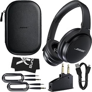 Y&amp;R Bundles Bose QuietComfort 45 Bluetooth Wireless Noise Cancelling Headphones Bundle with Adapters and Cables - Over Ear, Black