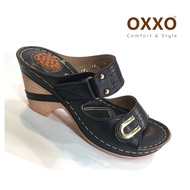 OXXO รองเท้าเพื่อสุขภาพ รองเท้าแตะ ส้นสูง แบบสวม ปรับความกระชับได้ งานเย็บมือทนทาน มีปุ่มนวดส้นเท้า สวมใส่สบาย น้ำหนักเบามาก 1A6205