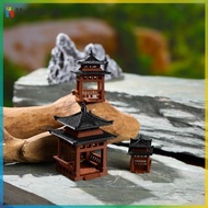 Mypink 3cm 4cm Mini Pagoda Statue Miniature Pagoda Bonsai Gazebo Micro Landscape Hexagonal Pavilion 
