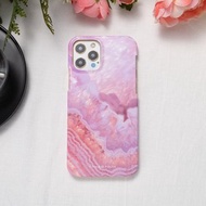 iPhone / Samsung 玫瑰粉紅雲石紋 半包硬殼 手機殼【客製】
