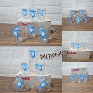 GELAS KOPI GAGANG MOTIF DORAEMON ISI 6 PCS/Gelas Kopi Gagang Bahan Beling