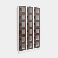 ตู้ล็อคเกอร์ 18 ช่อง บานกระจก เห็นสิ่งของภายใน ช่องโล่ง