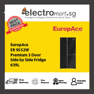 EuropAce ER9552WBG Premium 3 Door  Side by Side Fridge 639L