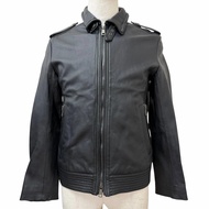 狀況極佳 □ BURBERRY BLACK LABEL羊皮皮夾克，帶格子襯裡，黑色，M 碼，正品，男士。