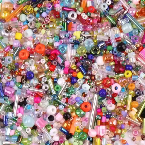 10/30G/lot Mixed Color Mixed Silver Filled Glass Rice Beads DIY Handmade Beaded Tube Beads Material,