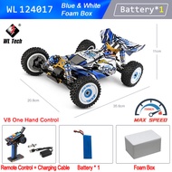 RBNJO WLtoys 124017 V8 4WD 75กม./ชม. รถแข่ง RC รีโมทคอนโทรลมือข้างเดียวมอเตอร์ไร้แปรงความเร็วสูงของเ