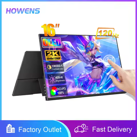 16-inch OLED Touch Screen 120Hz Gaming Monitor Portable 2K 1MS Eye Care Display USB C HDMI For Lapto