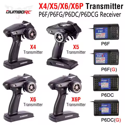 DUMBORC X6P 6CH 2.4G RC Radio Controller Transmitter with P6DC Receiver for RC Car Boat Tank Support