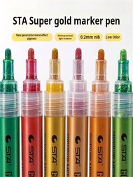 ปากกากันน้ำ STA 1002 ชนิดอะคริลิคเมทัลลิกซูเปอร์ ชนิดสีน้ำมัน ปากการะบายสีเน้นแสดงลายมือชื่อ