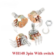 WH148 3pin With Switch 15MM Bend Foot 5K 10K 20K 50K 100K 500K B5K B10K B20K B100K B500K Potentiomet