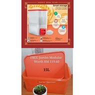 Tupperware Rice Smart Dispenser 10kg + FREE Jumbo Modular (1) 15L