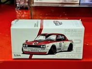 全新 POP RACE 1/64 PR640075 SKYLINE GTR V8 DRIFT HAKOSUKA 日產 經典跑車 合金  模型車