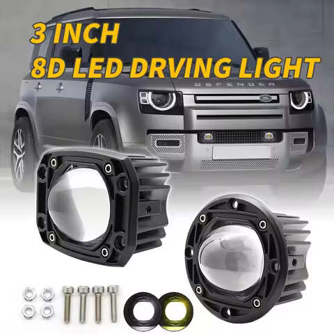 24V 12V Car DRL Lights LED 3Inch 8D Fog Lens Motorcycle Spotlight Flood Spot Day Running Lamps For J