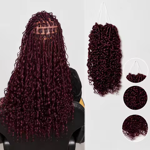 99J Color Burgundy Crochet Human Hair Kinky Curly Miracle Knots Feather Extensions Pre Divided Boho 
