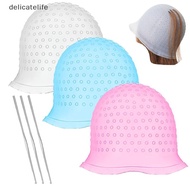 delicatelife Hair Coloring Highlighting Cap Reusable Silicone Highlight Cap Pull Through Caps For Ha
