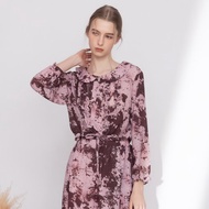 【MEDUSA】粉色暈染小荷葉綁帶雪紡上衣(M-XL) | 雪紡上衣 女長袖