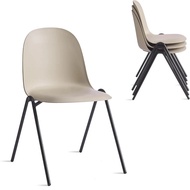 Berlin Contemporary Minimalist Stackable Plastic Dining Chair With Metal Leg, Quick Assembly, Indoor