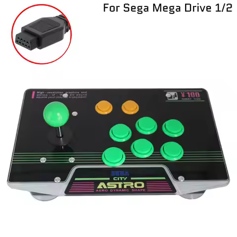Mega Drive 1/2 6 Buttons 9Pin MD Arcade Joystick Controller Artwork Panel Fight Stick For Mega Drive