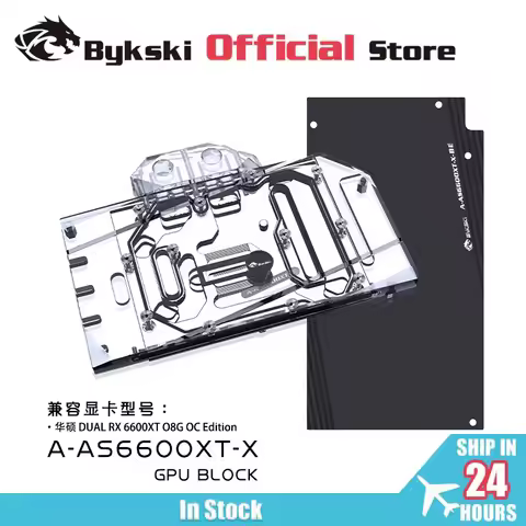 Bykski GPU Water Block Use for ASUS DUAL RX 6600XT O8G OC Edition GPU Card / Full Cover Copper Radia